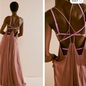 Brown Sleeveless Dress with Cross Back